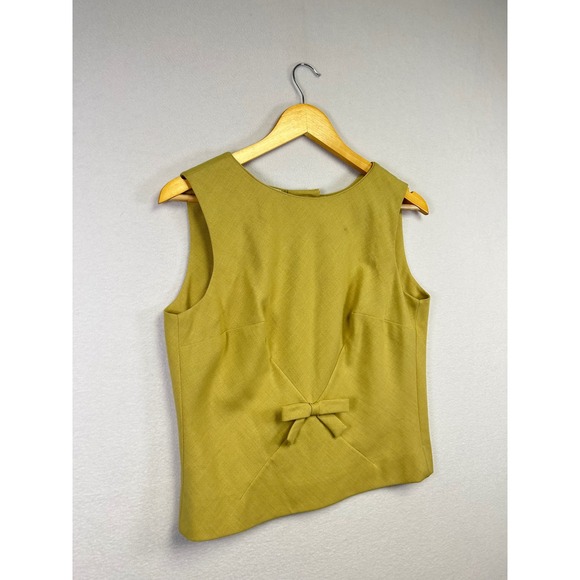 Vintage BEST & CO Fifth Avenue New York Womens  Top Size 14 Olive Bow Detail - Picture 9 of 11